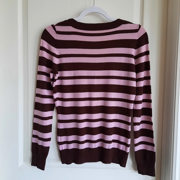 Striped V-Neck Pink Sweater - Picture 2 of 3